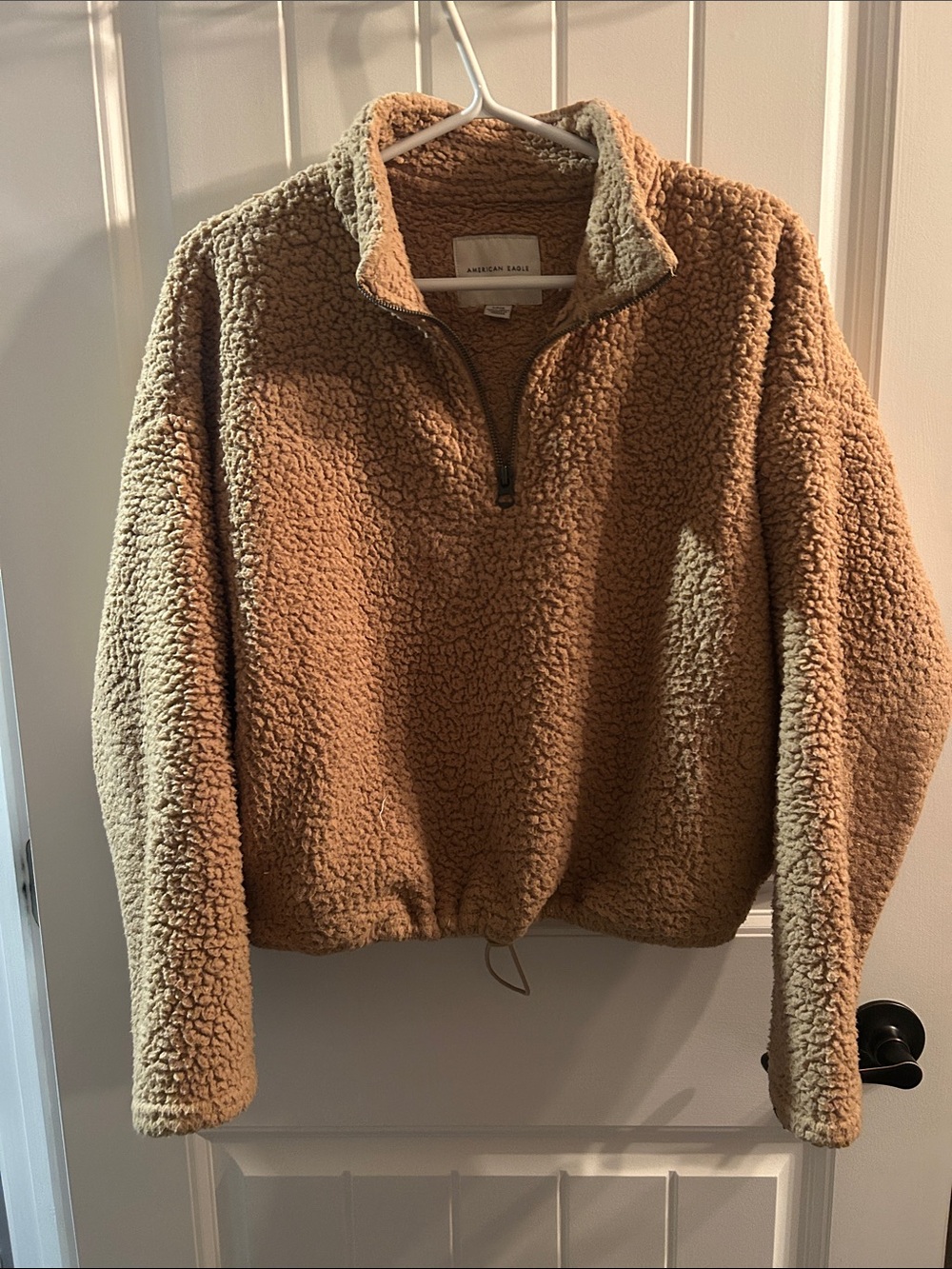 American Eagle Outfitters Teddy Quarter-Zip Jacket - Camel